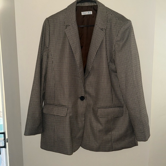 Primark Jackets & Blazers - Primark Houndstooth Oversized Brown Multicolor Plaid Blazer Size 14